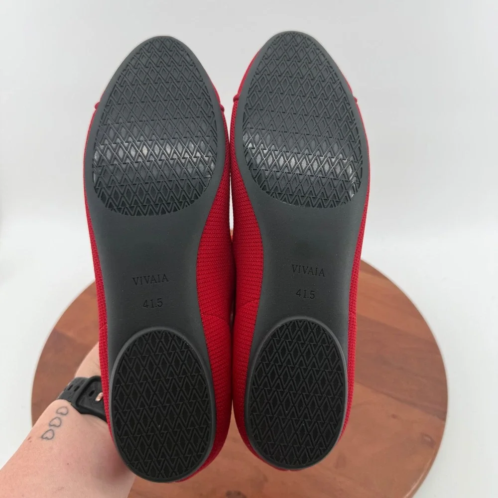 VIVAIA Tamia Mary Jane Ballet Ruby Red Knit Sustainable Cap Toe Flat Women 10
